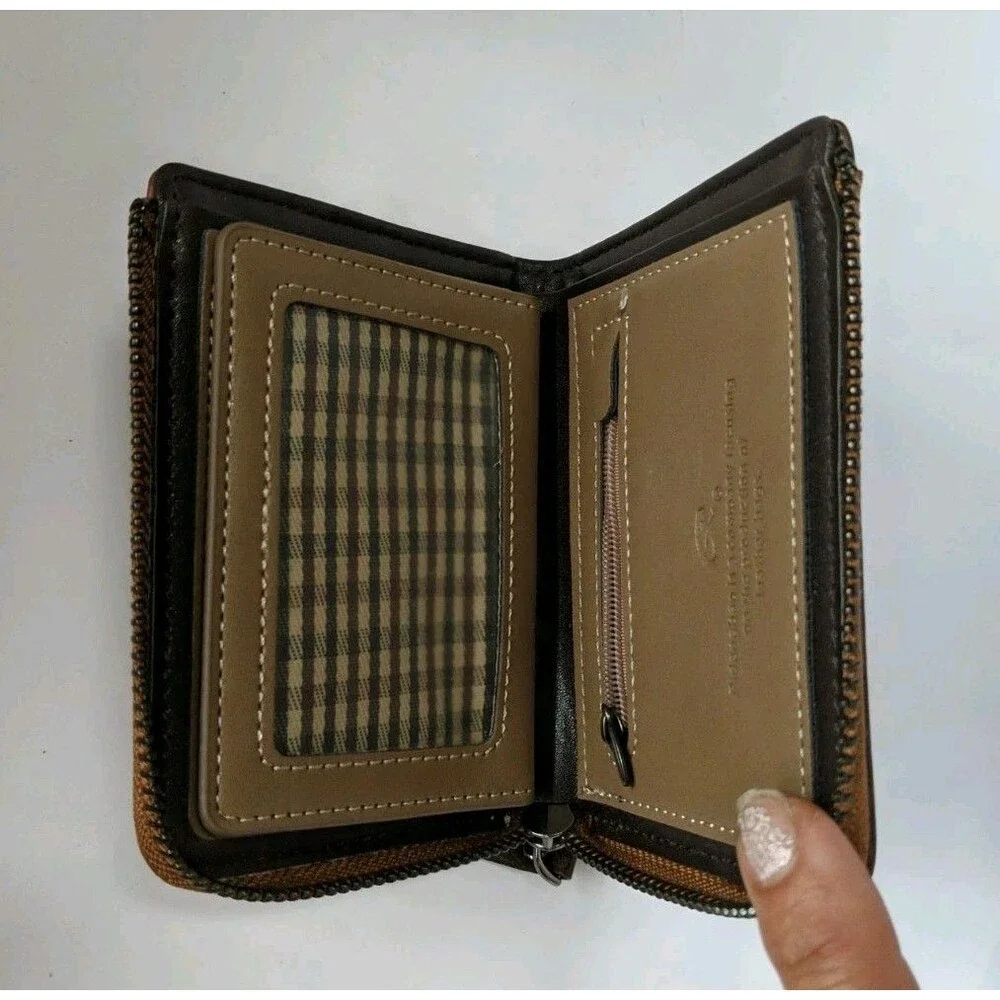 Pidengao Retro Leather Wallet w/ Multi-functional Storage Zipper-up Wallet